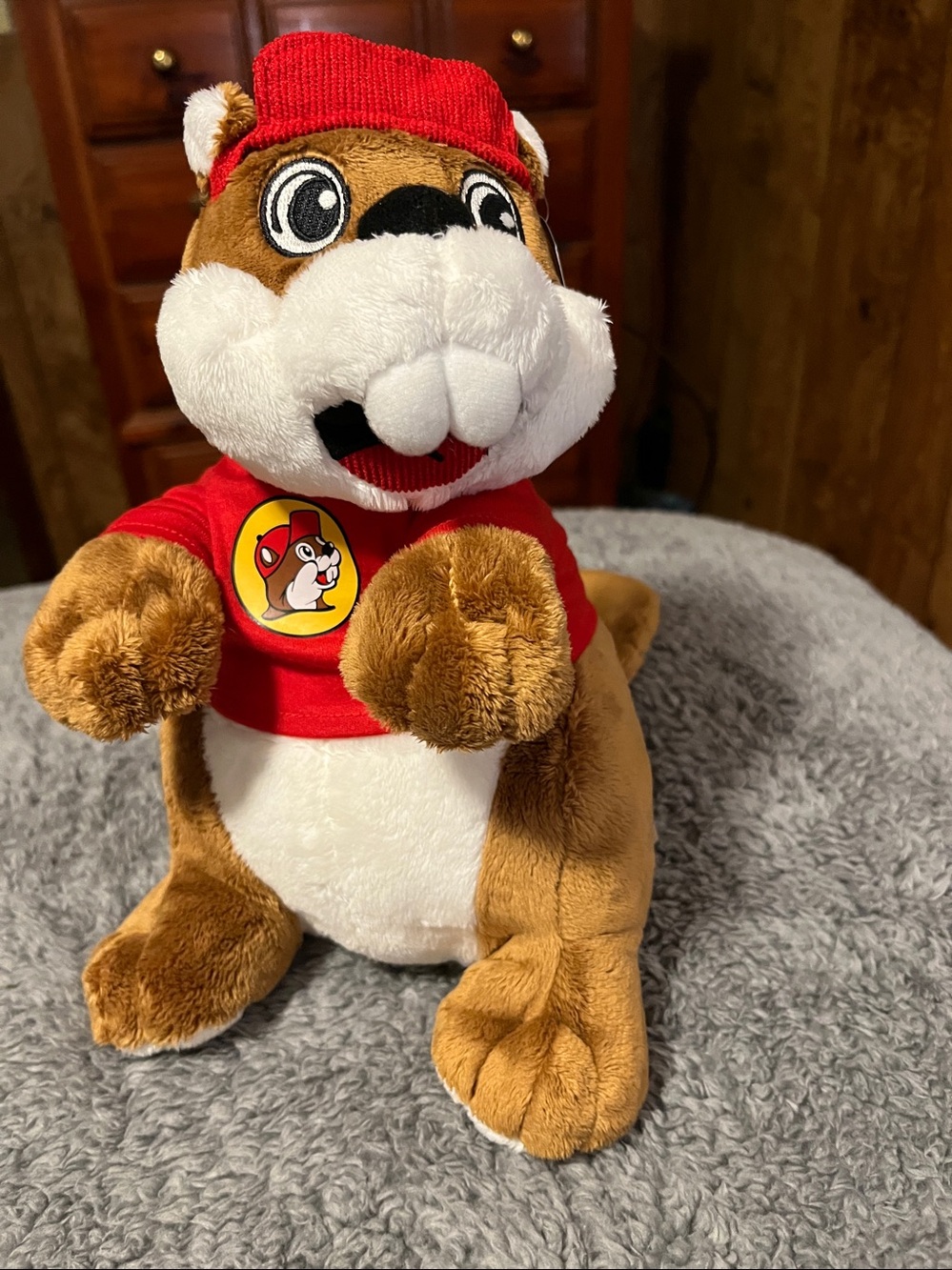 Buc-ees Beaver Mascot Plush 11” Red Buc-ees Shirt and Corduroy Cap 2024 NWT